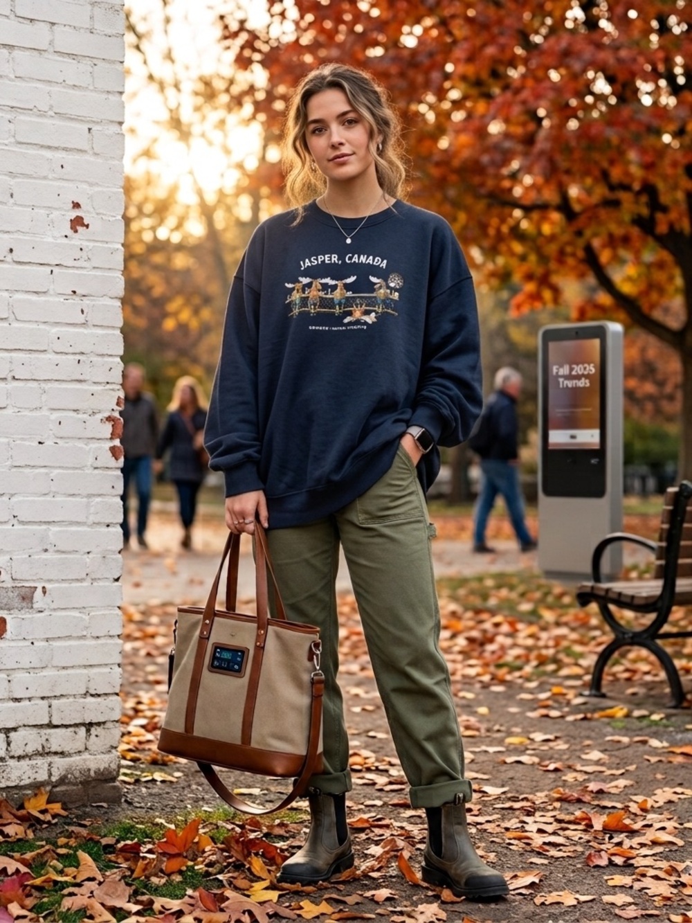 VTG Gildan Jasper Canada Moose Graphic Sweatshirt Cabincore SZ L